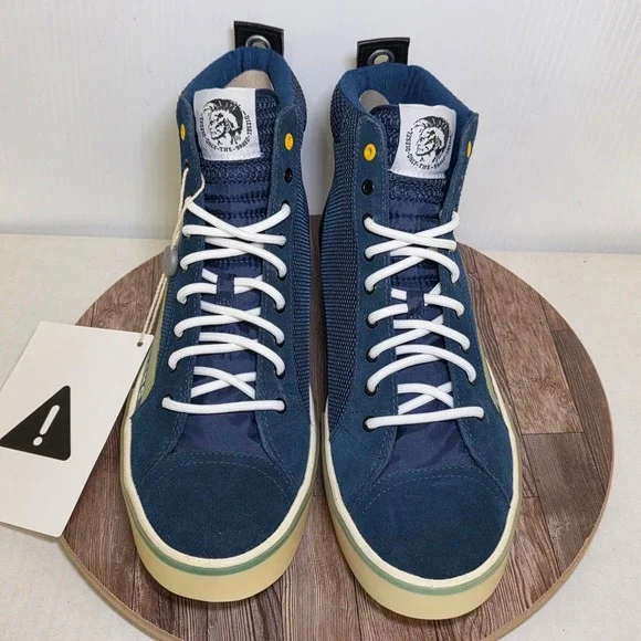 Diesel S-Dvelows High Top Sneakers Mens 12.5 Navy Blue Suede Mesh Casual Shoes